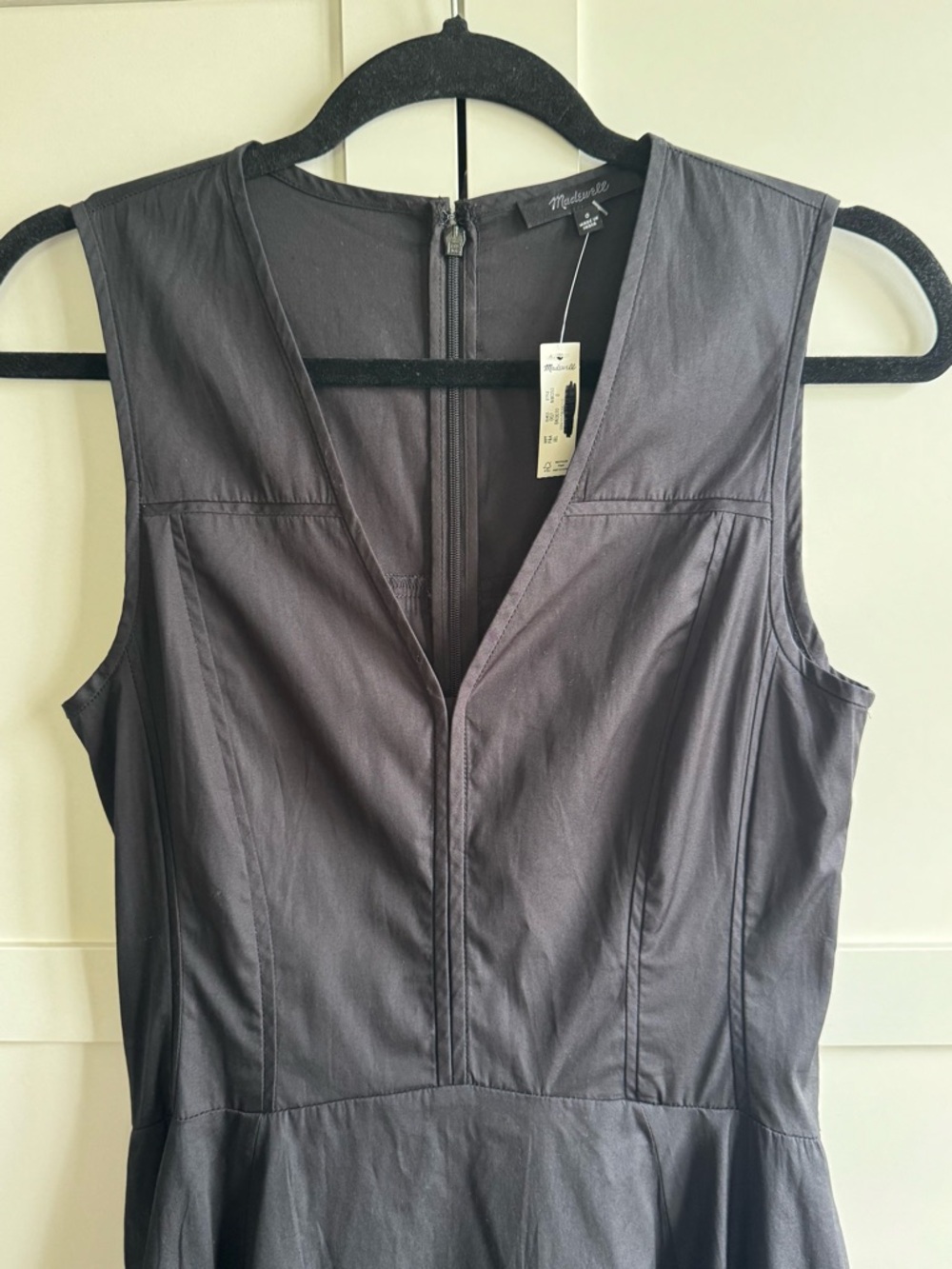 Madewell Sleeveless V-Neck Circle Midi Dress Size 0 Jet Black - Picture 7 of 10